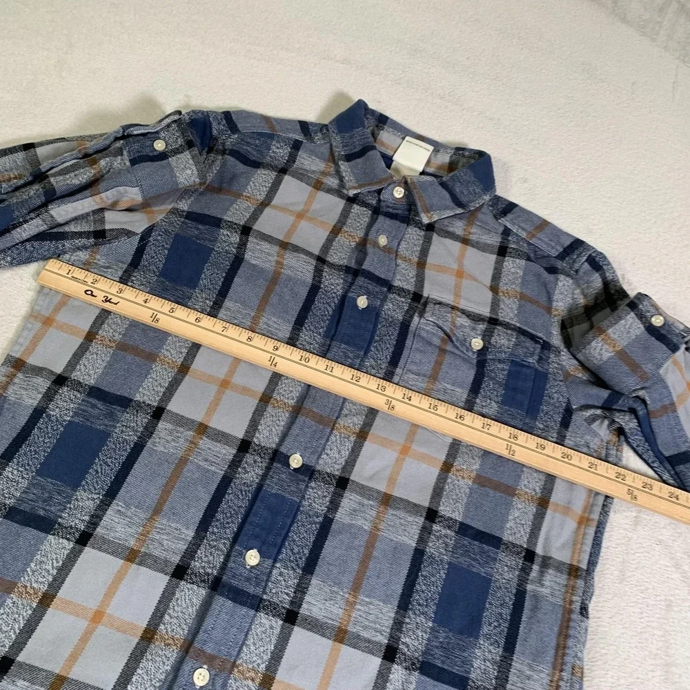 The North Face Shirt Mens Medium Blue Plaid Flannel Long Sleeve Button Up Casual